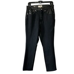 Universal Thread Women’s Black Denim & Faux Leather Mid Rise 80s Slim Jeans- 8R